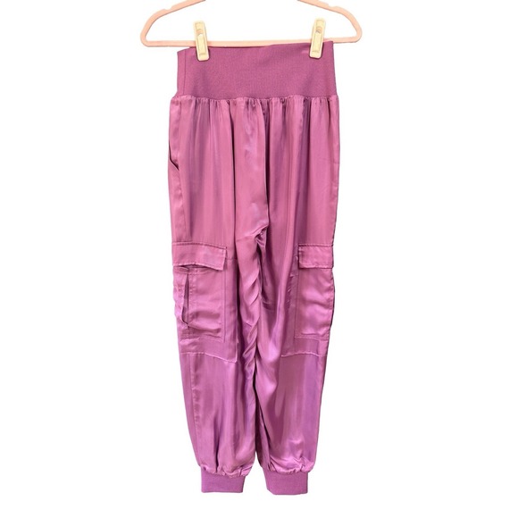 Cinq a Sept Giles Satin Cargo Jogger Pants Orchid Pink Womens Size Medium - Picture 4 of 4